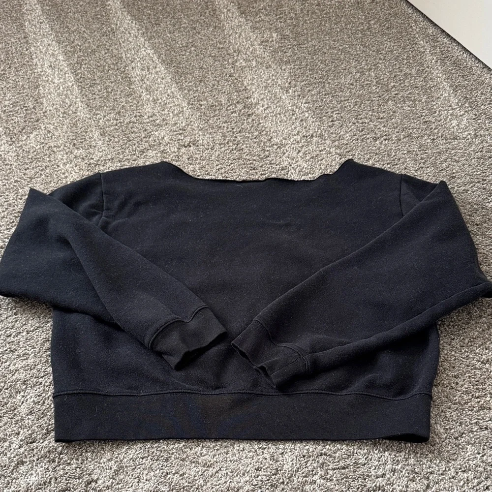 PINK Victoria's Secret Black Sweatshirt with White Logo - Picture 3 of 4